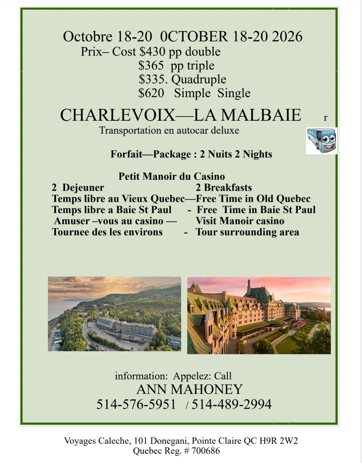 CHARLEVOIX—LA MALBAIE OCTOBER 18 - 20, 2026